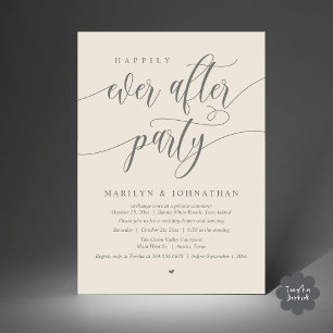 Happily Ever After Party Modern Wedding Elopement Invitation