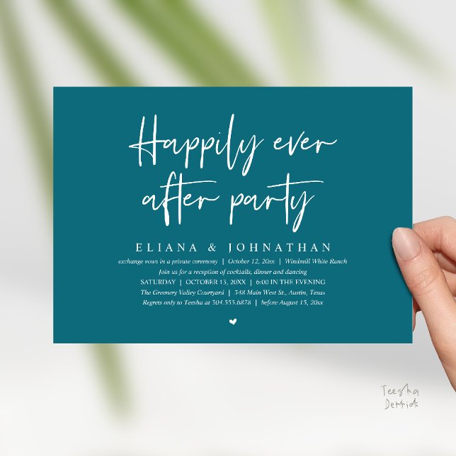  Happily Ever After Party Modern Wedding Reception Invitation (Happily Ever After Party Modern Wedding Reception Invitation Card in Emerald Green)