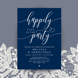 Happily Ever After Party, Modern Wedding Reception Invitation