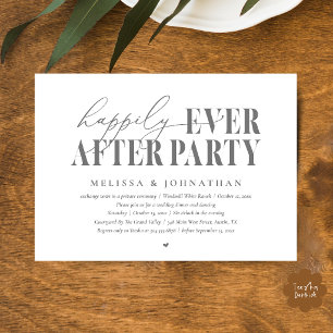 Happily Ever After Party, Modern Wedding Reception Invitation