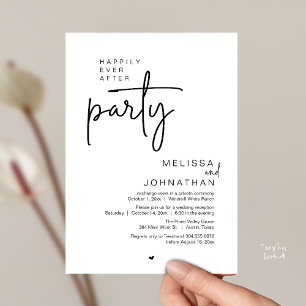 Happily Ever After Party, Modern Wedding Reception Invitation