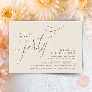 Happily Ever After Party Modern Wedding Reception Invitation