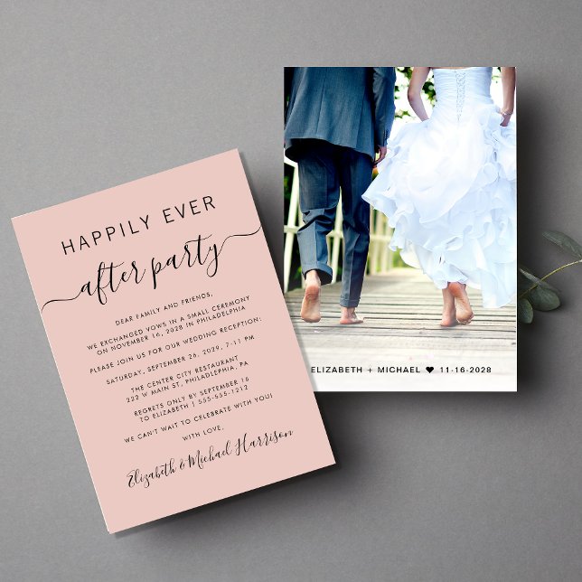 Happily Ever After Party Photo Blush Reception Announcement (Creator Uploaded)
