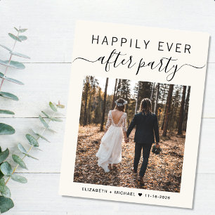 Happily Ever After Party Photo Cream Wedding Announcement Postcard