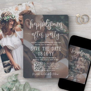 Happily Ever After Party Photo Overlay QR Wedding Save The Date