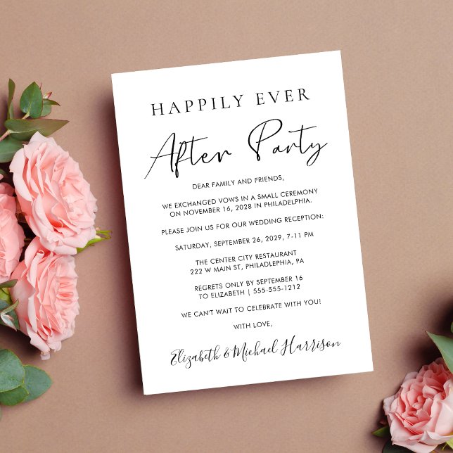 Happily Ever After Party Photo Wedding Announcement (From private vows to a grand happily ever after party - celebrate with family and friends)