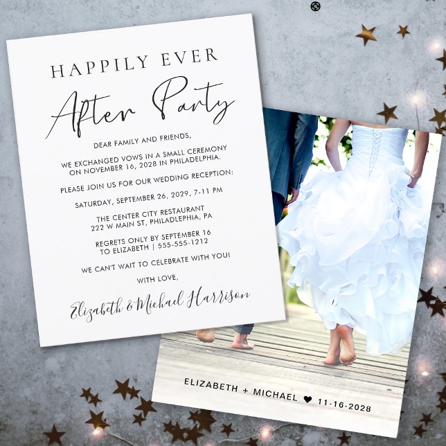 Happily Ever After Party Photo Wedding Invitation (Your love story deserves a grand celebration!)