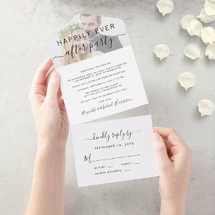 Happily Ever After Party Photo Wedding Reception All In One Invitation