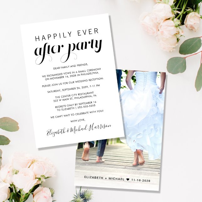 Happily Ever After Party Photo Wedding Reception Announcement (Creator Uploaded)