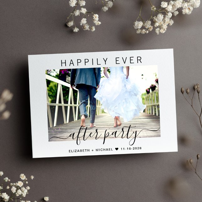Happily Ever After Party Photo Wedding Reception Announcement (Creator Uploaded)