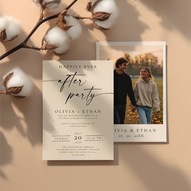 Happily Ever After Party Photo Wedding Reception Invitation (Creator Uploaded)