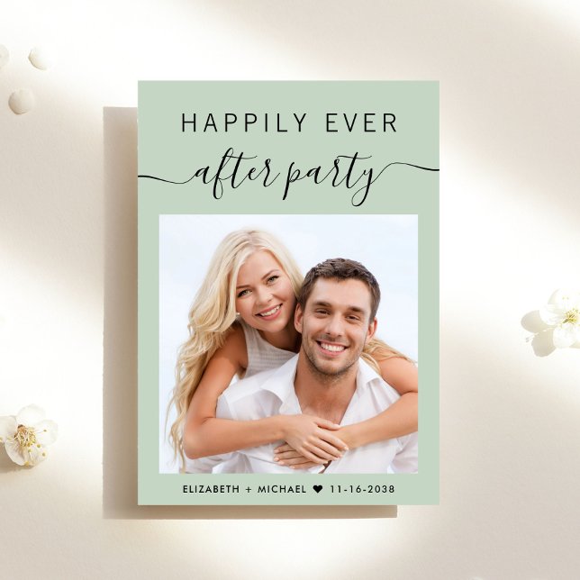 Happily Ever After Party Photo Wedding Reception Invitation (A chic Happily Ever After Party Invitation to set the tone for an unforgettable event)