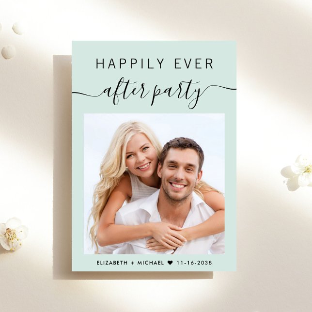 Happily Ever After Party Photo Wedding Reception Invitation (A chic Happily Ever After Party Invitation to set the tone for an unforgettable event)