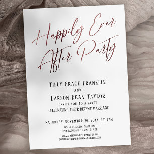 Happily Ever After Party Rose Gold Elegant Modern Invitation