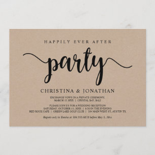 Happily Ever After party,  Rustic kraft, Elopement Invitation