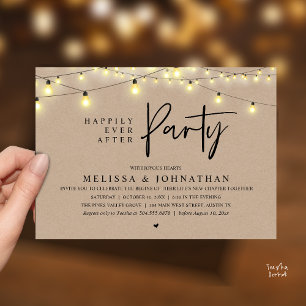 Happily Ever After Party, Rustic String Lights Invitation