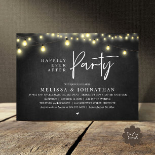 Happily Ever After Party, Rustic String Lights Invitation