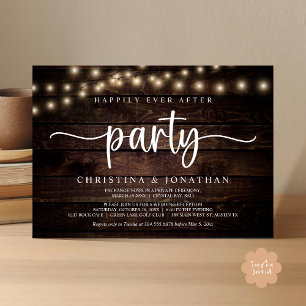 Happily Ever After Party, Rustic String Lights Wed Invitation