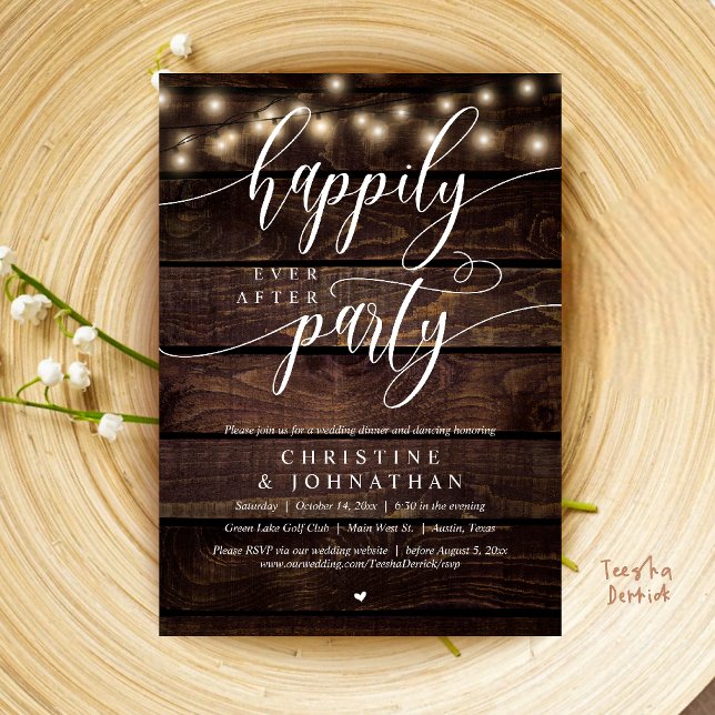 Happily Ever After Party, Rustic Wedding Elopement Invitation (Happily Ever After Party, Rustic Wedding Elopement Invite Card in Brown Kraft Farmhouse)