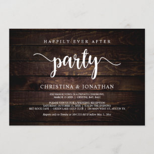 Happily Ever After party, Rustic Wood, Elopement Invitation
