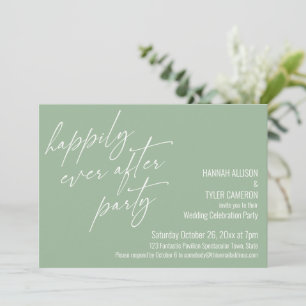 Happily Ever After Party Sage Green Reception Invitation