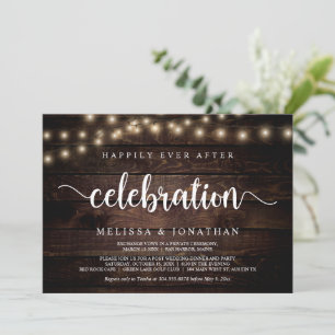 Happily Ever After Party, String Light, Elopement Invitation