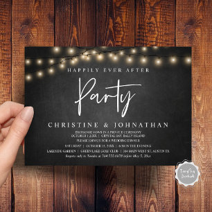 Happily Ever After party,  String Lights Elopement Invitation