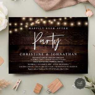 Happily Ever After party, String Lights Elopement Invitation