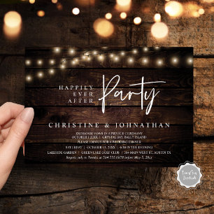 Happily Ever After party, String Lights Elopement Invitation