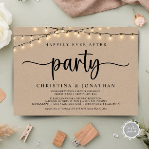 Happily Ever After party,  String Lights Elopement Invitation