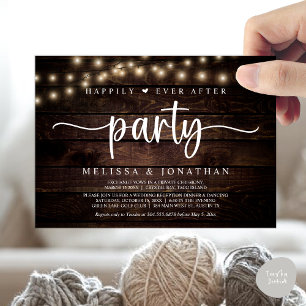 Happily Ever After party, String Lights Elopement Invitation