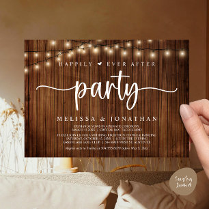 Happily Ever After party, String Lights Elopement Invitation