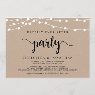 Happily Ever After party, String Lights Elopement Invitation