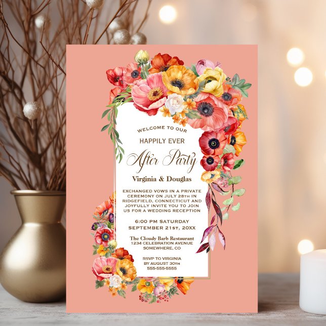 Happily Ever After Party Vibrant Poppies Wedding Invitation (Creator Uploaded)