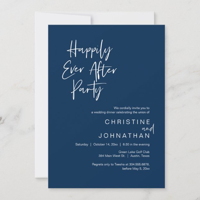 Happily Ever After Party, Wedding Dinner Dancing Invitation (Front)