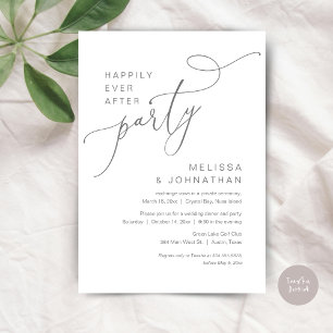 Happily Ever After Party, Wedding Dinner, Grey Invitation