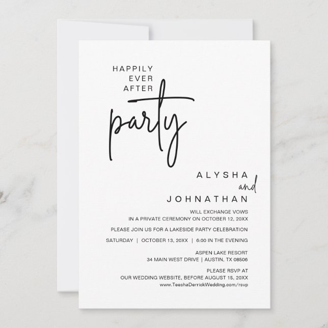 Happily Ever After Party, Wedding Dinner Invitation (Front)