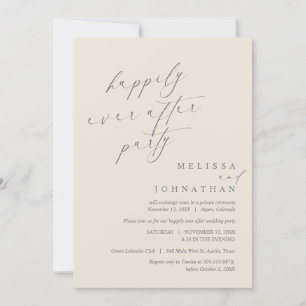 Happily Ever After Party, Wedding Elopement Dinner Invitation