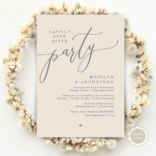 Happily Ever After Party Wedding Elopement Dinner Invitation