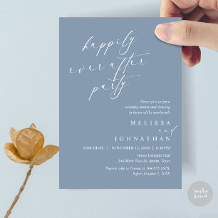 Happily Ever After Party, Wedding Elopement Dinner Invitation