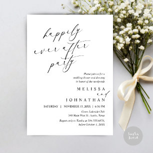 Happily Ever After Party, Wedding Elopement Dinner Invitation