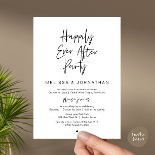 Happily Ever After Party, Wedding Elopement Dinner Invitation