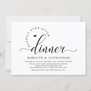 Happily Ever After Party, Wedding Elopement Dinner Invitation