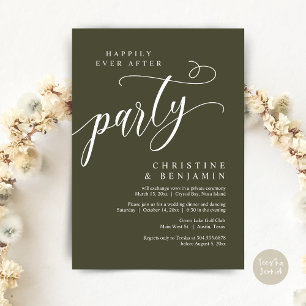 Happily Ever After Party, Wedding Elopement Invitation