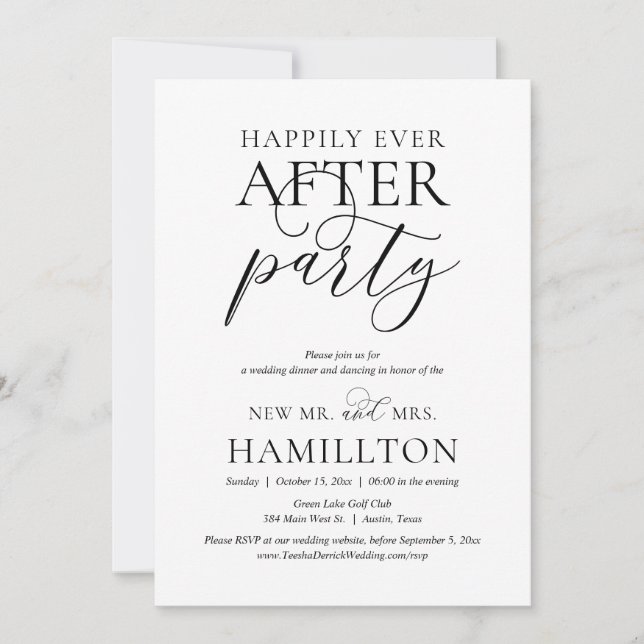 Happily Ever After Party, Wedding Elopement Party Invitation (Front)