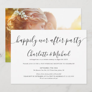 Happily Ever After Party Wedding Elopement Photo Invitation