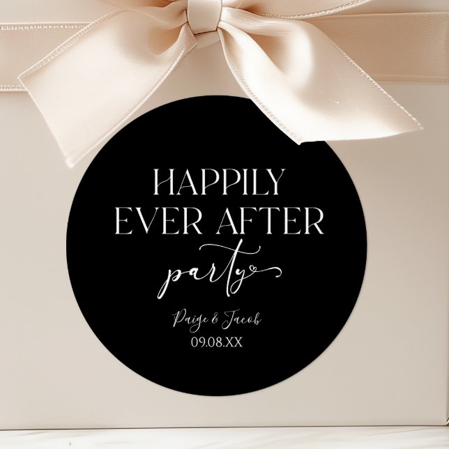 Happily Ever After Party Wedding Reception Classic Round Sticker (Creator Uploaded)