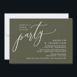 Happily Ever After Party Wedding Reception Dinner Invitation<br><div class="desc">Mark the beginning of your forever with elegance using our modern contemporary rustic olive green theme wedding elopement celebration invitation card, "Happily Ever After Party". Perfect for couples extending their joyous occasion, this invitation exudes sophistication with a hint of playfulness, setting the stage for a memorable event. Adorned with a...</div>