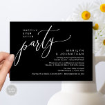 Happily Ever After Party Wedding Reception Dinner Invitation<br><div class="desc">Mark the beginning of your forever with elegance using our contemporary classy black white theme wedding elopement celebration invitation card, "Happily Ever After Party". Perfect for couples extending their joyous occasion, this invitation exudes sophistication with a hint of playfulness, setting the stage for a memorable event. Adorned with a timeless...</div>