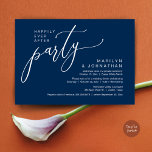 Happily Ever After Party Wedding Reception Dinner Invitation<br><div class="desc">Mark the beginning of your forever with elegance using our contemporary navy blue theme wedding elopement celebration invitation card, "Happily Ever After Party". Perfect for couples extending their joyous occasion, this invitation exudes sophistication with a hint of playfulness, setting the stage for a memorable event. Adorned with a timeless modern...</div>